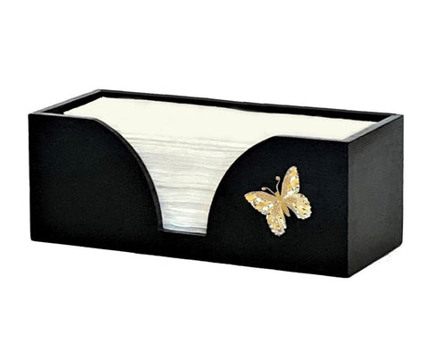 Paper Towel Dispenser with Golden Butterfly in Black Bamboo