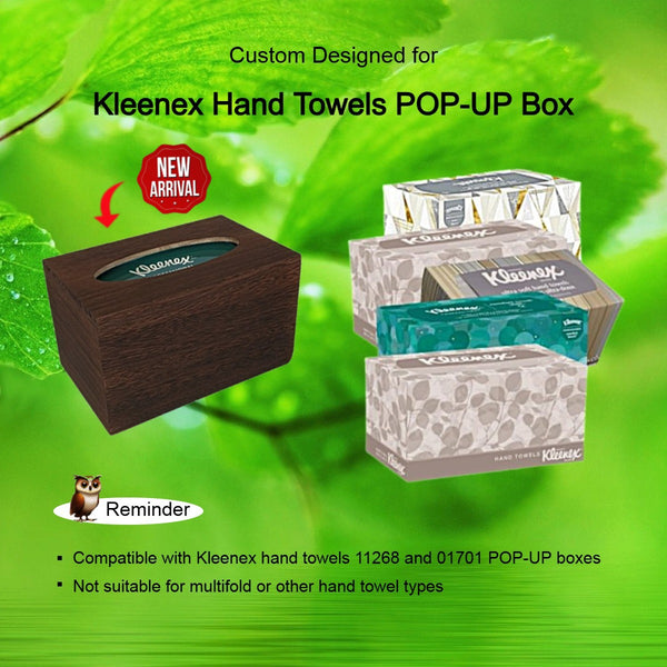 Kleenex Hand Towels (11268, 01701) POP-UP Box Cover in Darkened Paulownia Wood