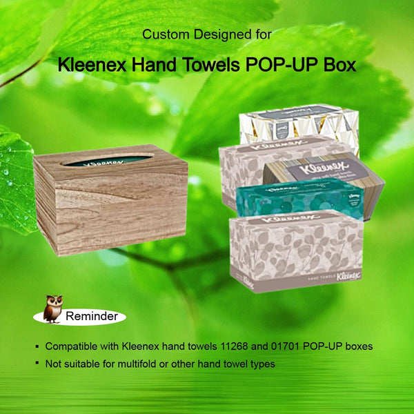 Kleenex Hand Towels (11268, 01701) POP-UP Box Cover in Natural Pale Paulownia Wood