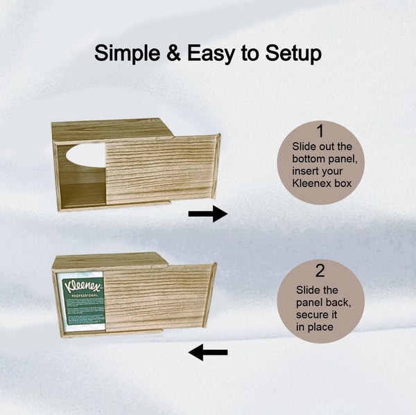 Kleenex Hand Towels (11268, 01701) POP-UP Box Cover in Natural Pale Paulownia Wood