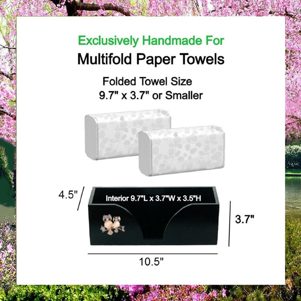 Paper Towel Dispenser with Rose Gold Owls in Black Bamboo