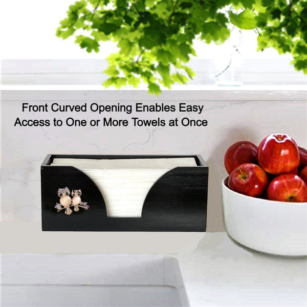 Paper Towel Dispenser with Rose Gold Owls in Black Bamboo