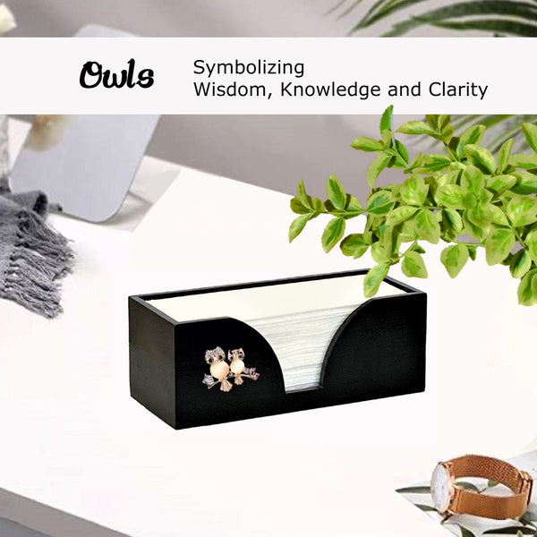 Paper Towel Dispenser with Rose Gold Owls in Black Bamboo