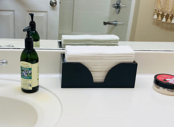 Black Bamboo Folded Paper Towel Holder in Bathroom