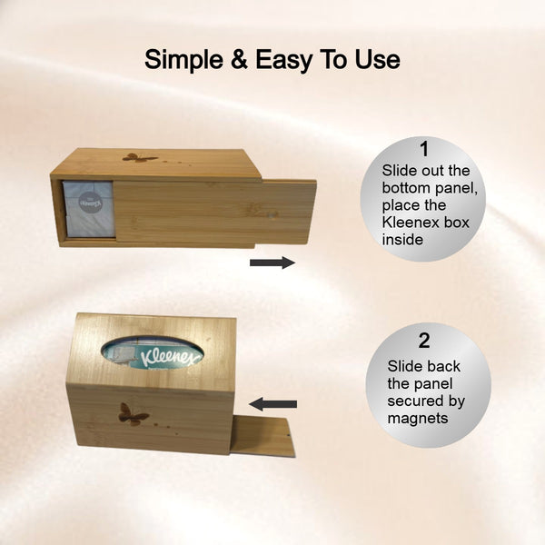 Kleenex Hand Towel Box Cover with Engraved Butterfly - Countertop