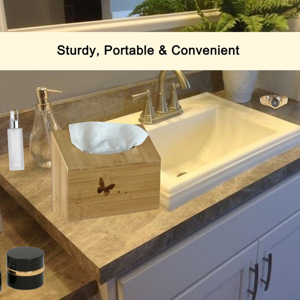 Kleenex Hand Towel Box Cover with Engraved Butterfly - Countertop