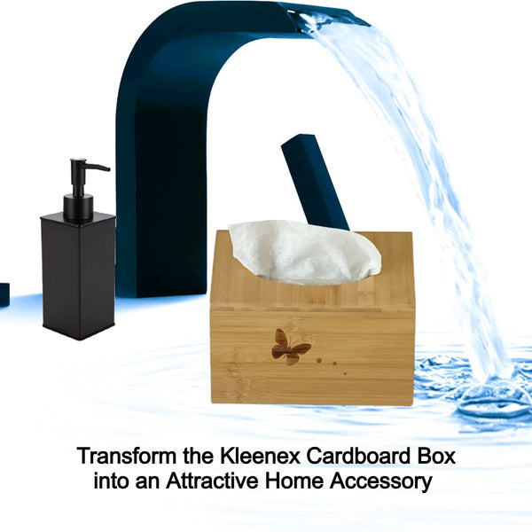 Kleenex Hand Towel Box Cover with Engraved Butterfly - Countertop