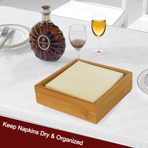 Cocktail Napkin Holder in Natural Bamboo