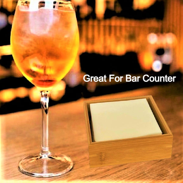 Cocktail Napkin Holder in Natural Bamboo