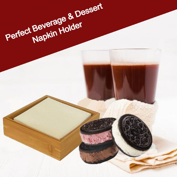 Cocktail Napkin Holder in Natural Bamboo