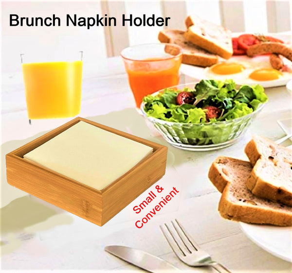 Cocktail Napkin Holder in Natural Bamboo