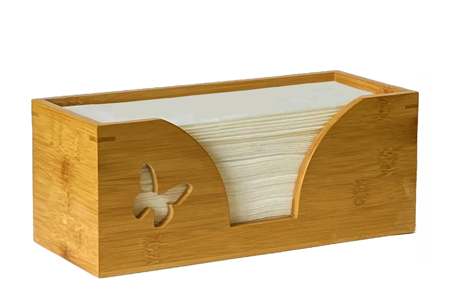 C-fold Paper Towel Holder With Engraved Butterfly In Natural Bamboo