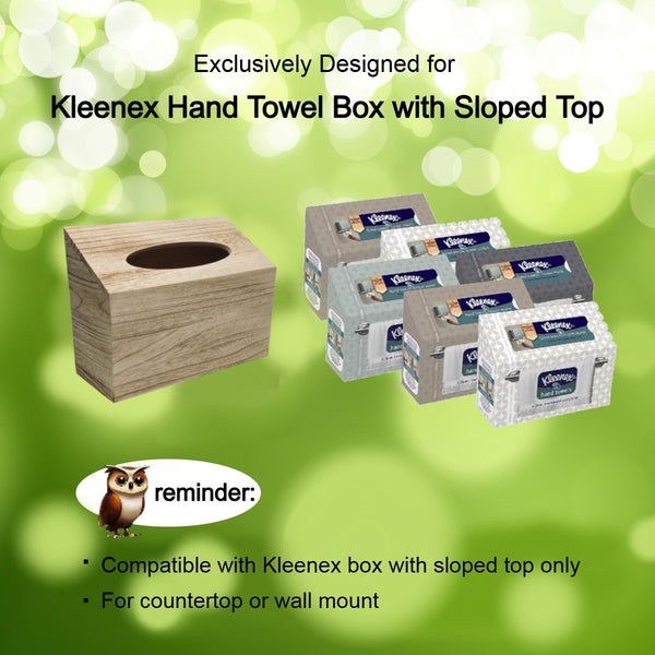Kleenex Disposable Hand Towel Box Cover in Pale Paulownia Wood - Countertop or Wall Mount