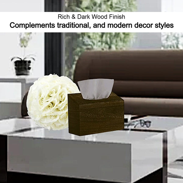 Kleenex Disposable Hand Towel Box Cover in Darkened Paulownia Wood - Countertop or Wall Mount - No Holes, Drilling, or Tools Required