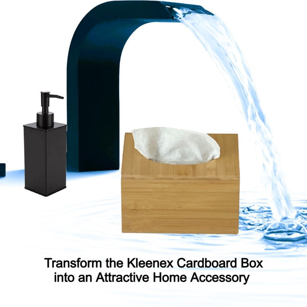 Kleenex Hand Towel Box Cover with Sloped Top - Natural Bamboo