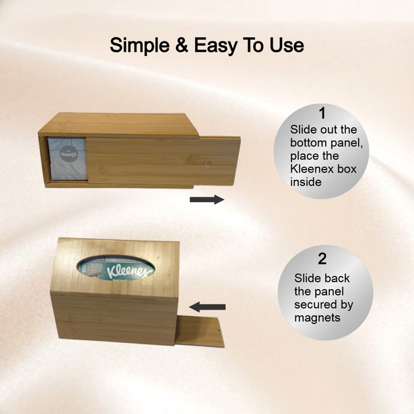 Kleenex Hand Towel Box Cover with Sloped Top - Natural Bamboo