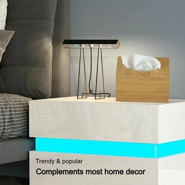 Kleenex Hand Towel Box Cover with Sloped Top - Natural Bamboo