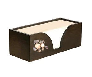 Paper Towel Dispenser with Rose Gold Owls in Dark Walnut Bamboo Wood