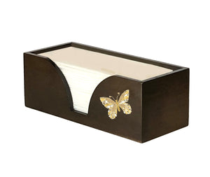 Paper Towel Dispenser with Golden Butterfly in Dark Walnut Bamboo Wood