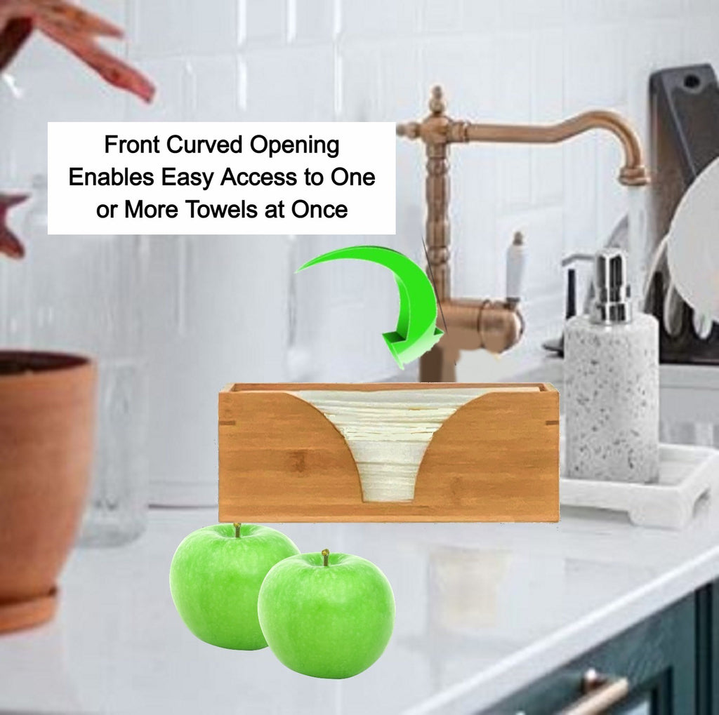Eco-Friendly Bamboo Paper Towel Holder Countertop, Kitchen Stand