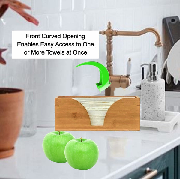 Countertop Multifold Paper Towel Holder In Natural Bamboo